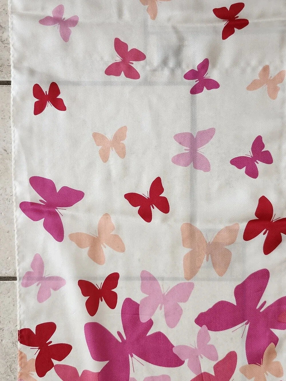 VTG ECHO Butterfly Print Silk Scarf In Pink & Peach